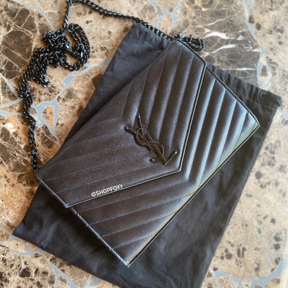 SOLD Saint Laurent Monogram Quilted Leather Wallet on a Chain - Picture 2 of 15